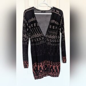 Vex Collection Women's (Small) Extra-Long V-neck Button-Down Cardigan/Sweater